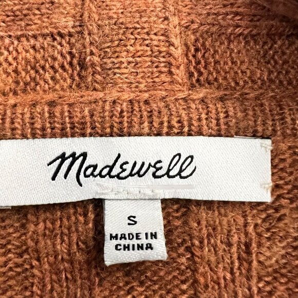 Madewell Knit Cardigan Women's Size Small Spice Open Front Long Sleeve Pockets - Picture 8 of 9